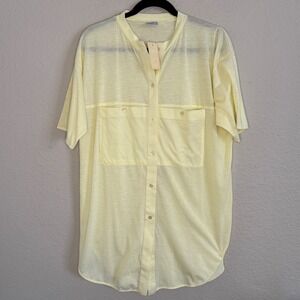 Vintage Deadstock Womens Medium Butter Yellow Tunic Utility Workwear Indie
